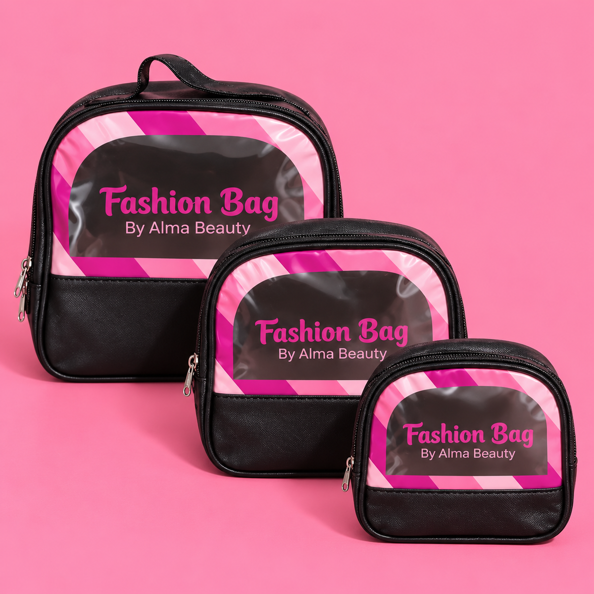 Pack x3 cosmetiqueras fashion bag by Alma Beauty