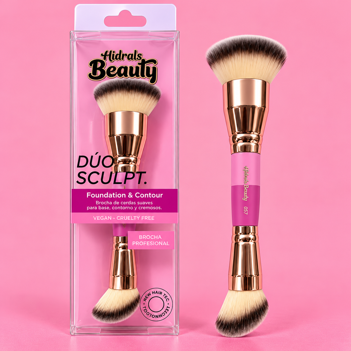 Brocha doble para base y contorno profesional Alma Beauty