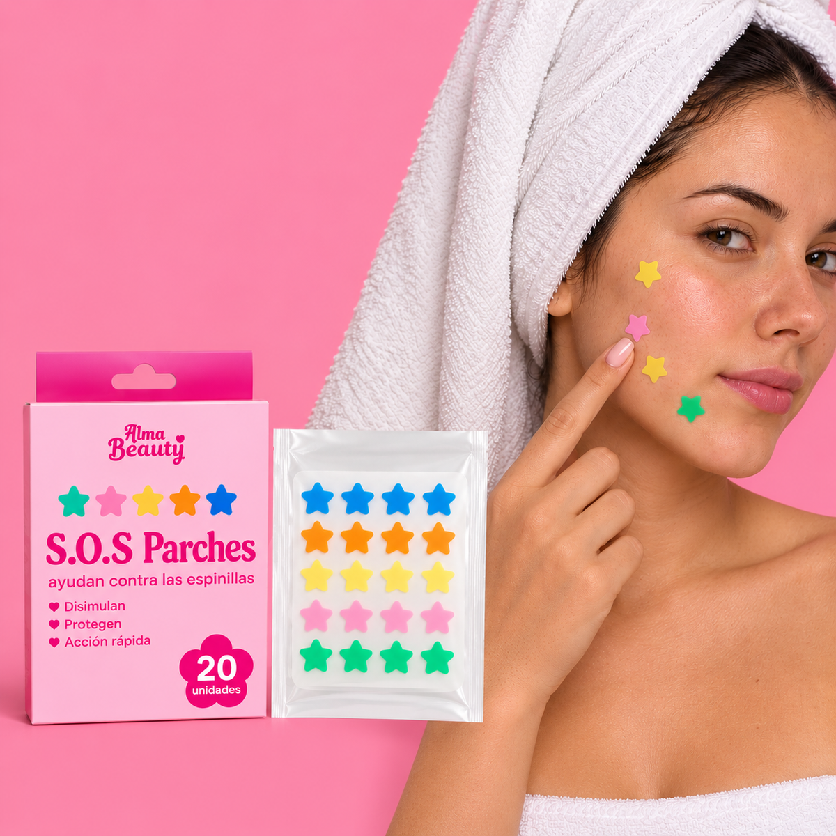 Parche para el acne s.os patches con hidrocoloide x20pzs alma beauty abm-029