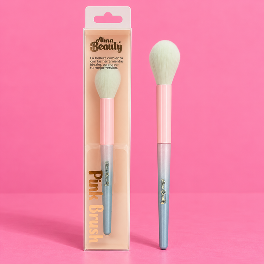 Brocha pink brush para iluminador Alma Beauty