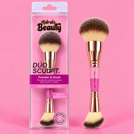 Brocha doble para polvo y rubor profesional Alma Beauty