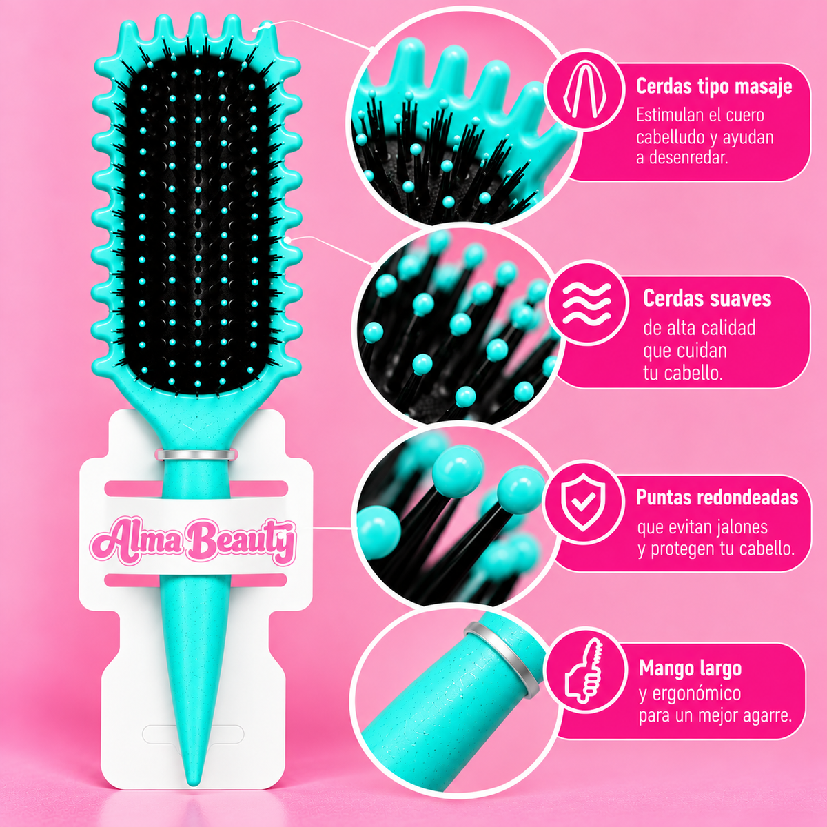 Cepillo para el cabello Curly colores surtidos Alma Beauty