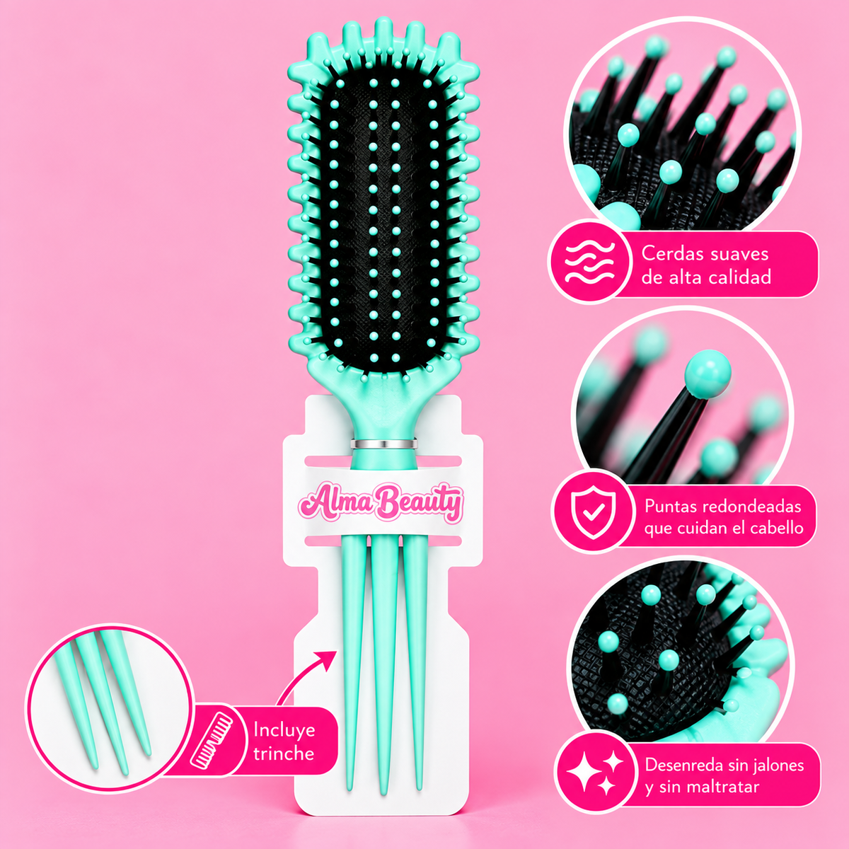 Cepillo para el cabello grande hair brush colores surtidos Alma Beauty