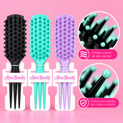 Cepillo para el cabello cerdas Fina colores surtidos Alma Beauty
