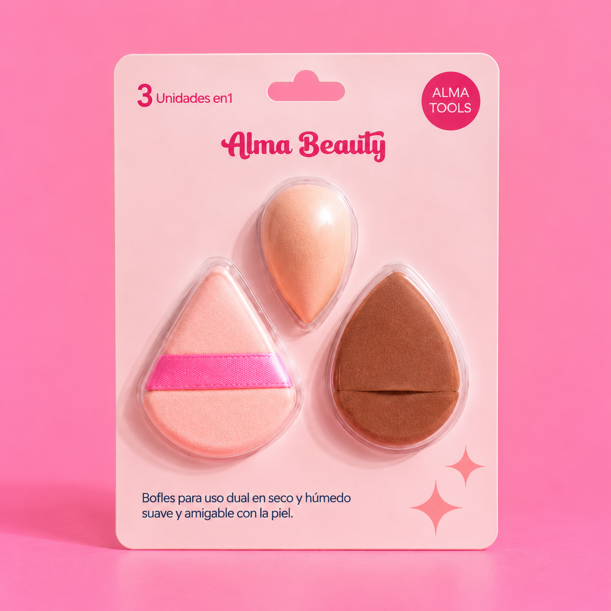 Set x3 borlas para uso en seco y humedo Alma Beauty