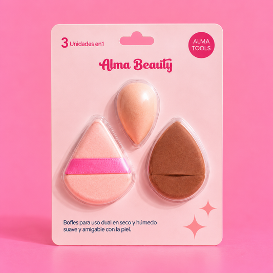 Set x3 borlas para uso en seco y humedo Alma Beauty