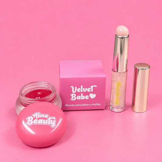 Dúo promocional lip mousse & brocha de silicona Alma Beauty