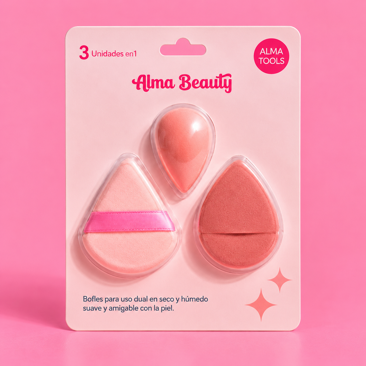 Set x3 borlas para uso en seco y humedo Alma Beauty