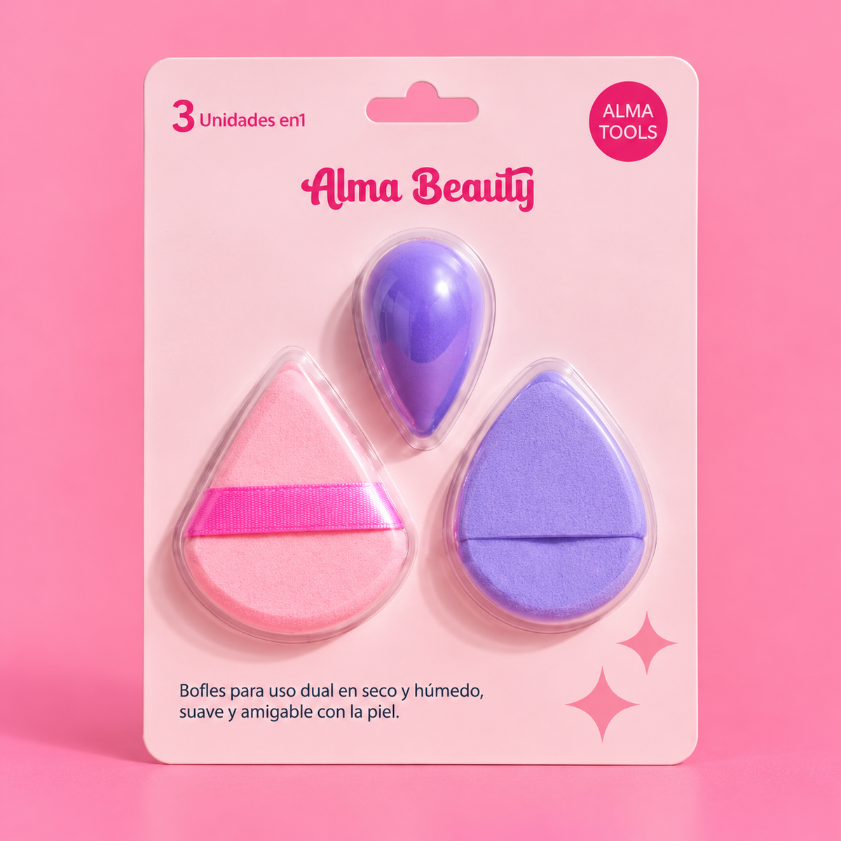 Set x3 borlas para uso en seco y humedo Alma Beauty